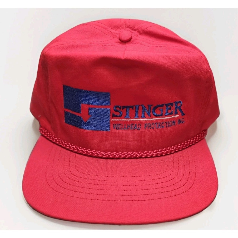 Vintage Trucker Rope Hat Stinger Wellhead Protection Snapback Cap Oil Gas Drill